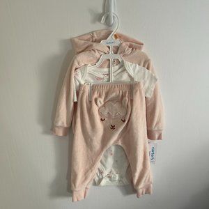Carter's 3 piece set Bodysuit Pants Sweatshirt Fuzzy Pink Sheep 12M